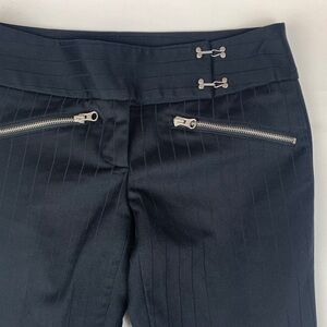 Guess collection size 2 flare leg Black Pinstripe Pants hook tripp Zipper Detail